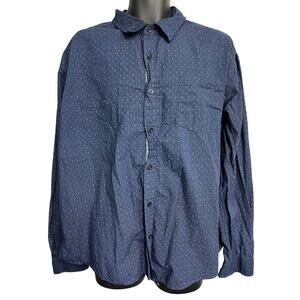 Monument Button Up Shirt XXL Blue Dotted All Over Print Long Sleeves 100% Cotton
